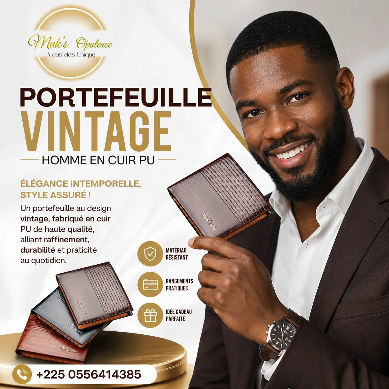 Publicité pour un portefeuille vintage Mark Optique